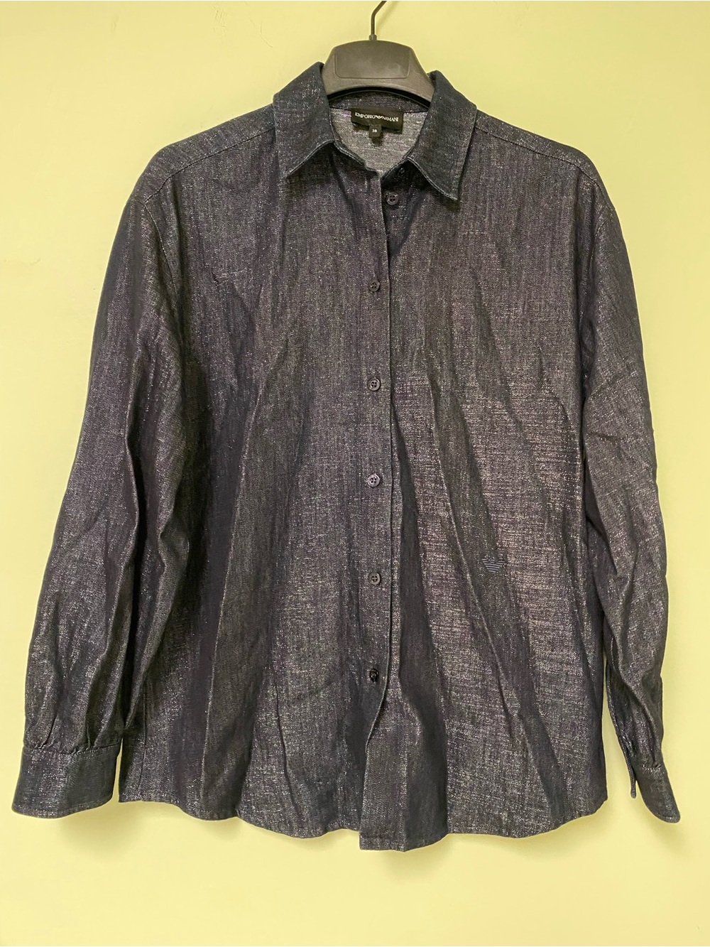 Emporio Armani Men's Navy Shimmer Button-Front Dress Shirt